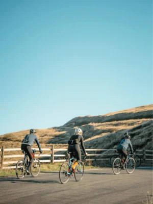 cyclist riding downhill in peak district
